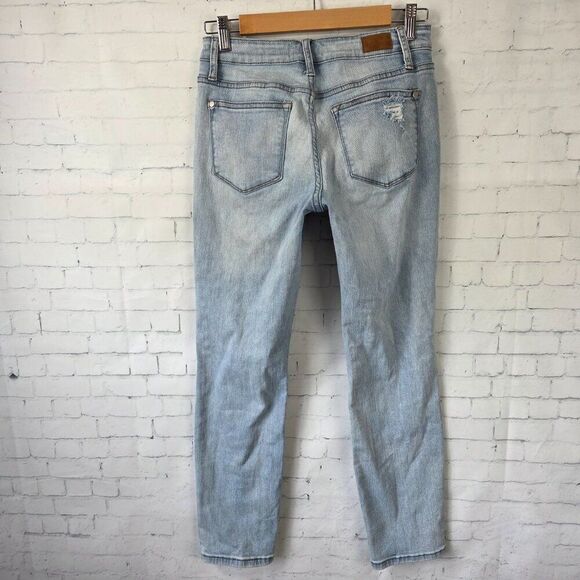 Judy Blue Boyfriend Fit Jeans Size 3 / 26 Waist Light Wash Distressed Stretch - Picture 4 of 10